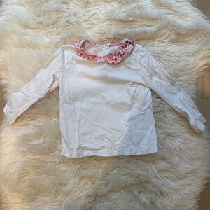 Jacadi Floral Collar White Kids Shirt Size 3